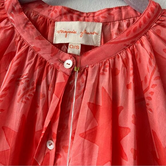 New VIRGINIA JOHNSON ARTIST TUNIC  RED/PINK DRAGONFLOWER - Picture 3 of 10